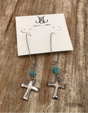 Silver cross earring