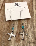 Silver cross earring